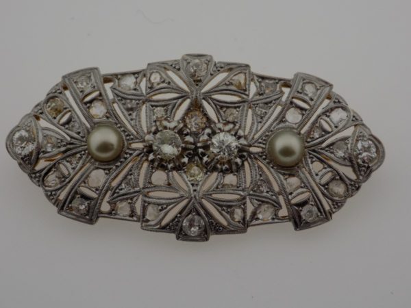 Broche vintage con perla y brillantes subastas de joyas