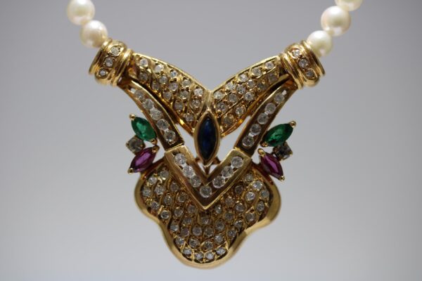 Gargantilla de perlas con colgante oro 18K - Imagen 2