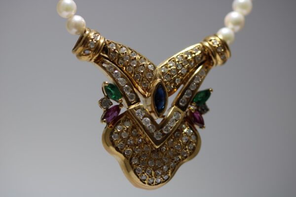 Gargantilla de perlas con colgante oro 18K - Imagen 3