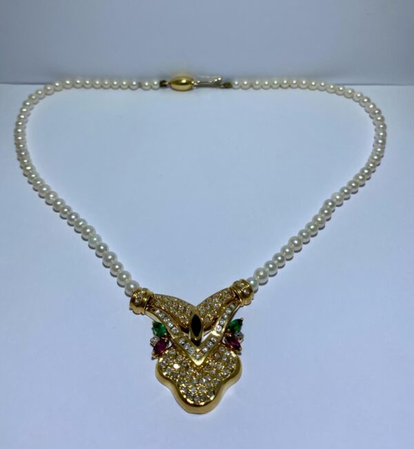 Gargantilla de perlas con colgante oro 18K - Imagen 7