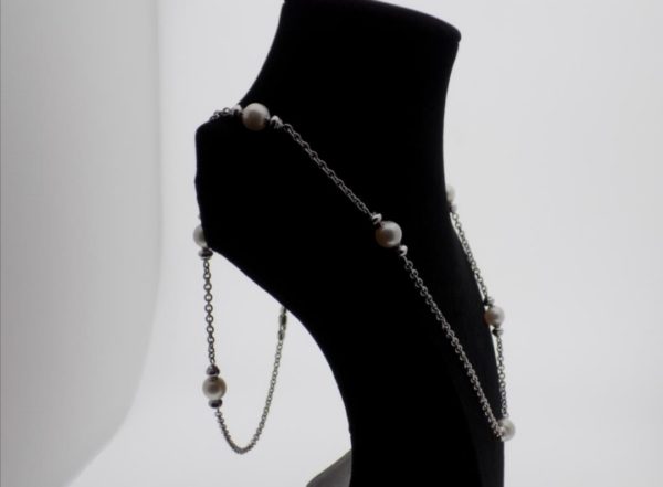 Collar de oro blanco con perlas - Imagen 2