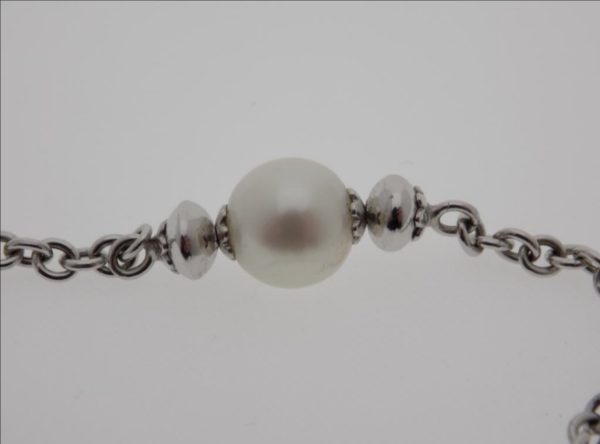 Collar de oro blanco con perlas - Imagen 3